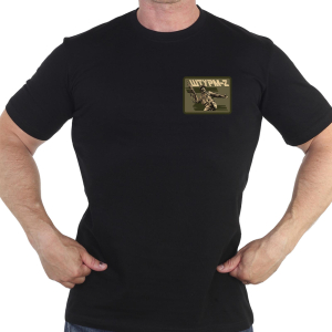Черная футболка с термонаклейкой "Штурм-Z"