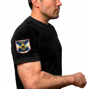 Чёрная футболка с термопринтом Морская пехота на рукаве