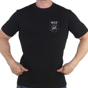 Чёрная футболка с термотрансфером "ФСБ России"
