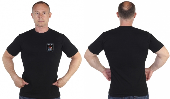 Чёрная футболка с термотрансфером ФСБ России