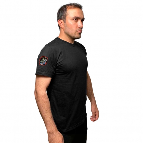 Чёрная футболка с термотрансфером ЛДНР Zа праVду на рукаве