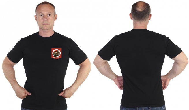 Чёрная футболка с термотрансфером Отважные