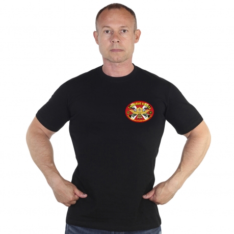 Чёрная футболка с термотрансфером Танковые войска
