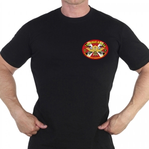 Чёрная футболка с термотрансфером "Танковые войска"