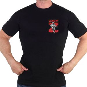 Черная футболка с термотрансфером Z "Бахмут"