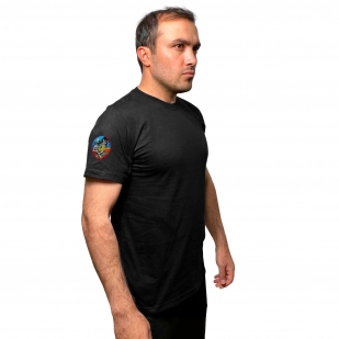 Чёрная футболка с термотрансфером Zа Донбасс на рукаве