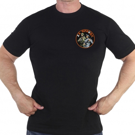 Чёрная футболка с термотрансфером Zа праVду