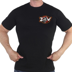 Чёрная футболка с термотрансфером ZOV