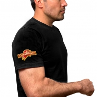 Черная футболка с трансфером Юнармии на рукаве