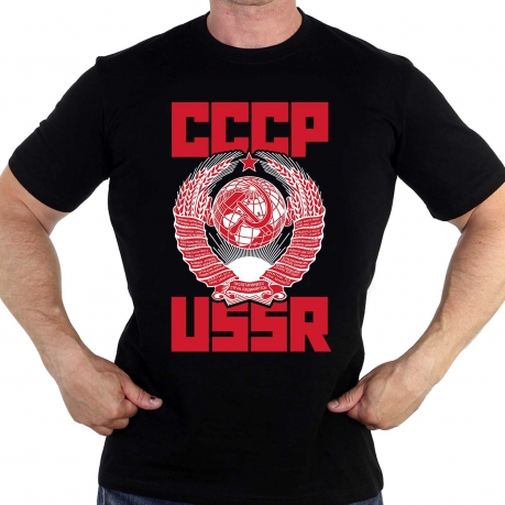 Черная футболка "USSR" с гербом СССР