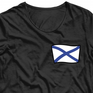 Черная футболка ВМФ с Андреевским флагом