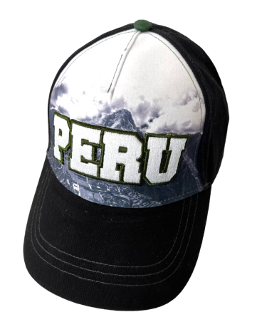 Черная летняя бейсболка Peru с принтом на тулье