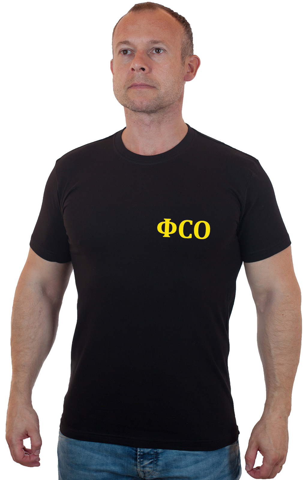 Купить черную мужскую футболку ФСО онлайн выгодно