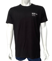 Черная мужская футболка NXP с красным принтом на спине