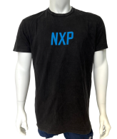 Черная мужская футболка NXP с синим принтом