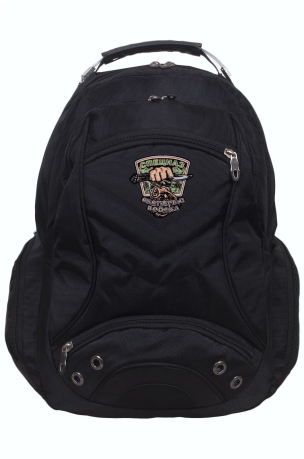 Черный рюкзак с тематической нашивкой  Охотничий спецназ