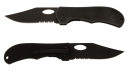 Черный складной нож с полусеррейторной заточкой