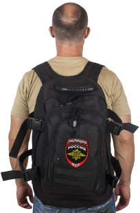 Черный тактический рюкзак с нашивкой Полиция России - купить выгодно