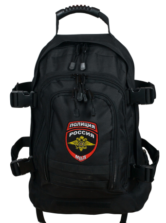 Черный тактический рюкзак с нашивкой Полиция России - купить в подарок