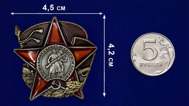 Декоративный шильд 100 лет Советской Армии и Флота - сравнительный размер