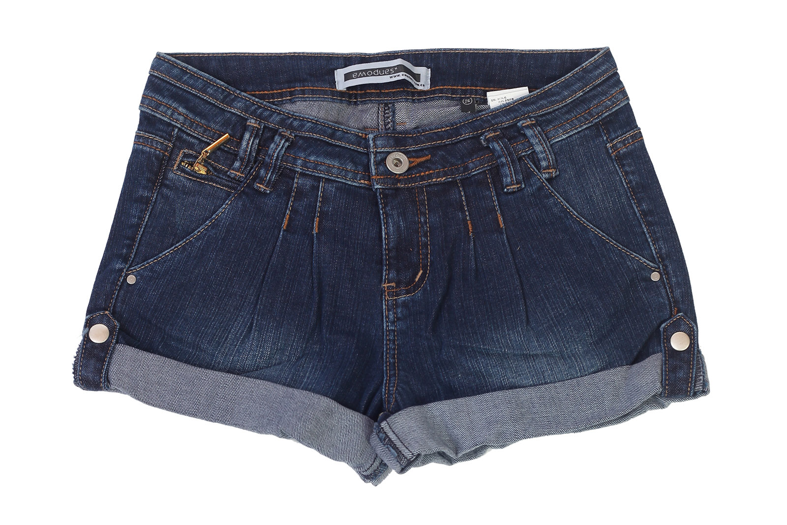 Джинсовые женские шорты Emodues с подворотом. Интригующая длина, ноский деним, модный классический цвет №353