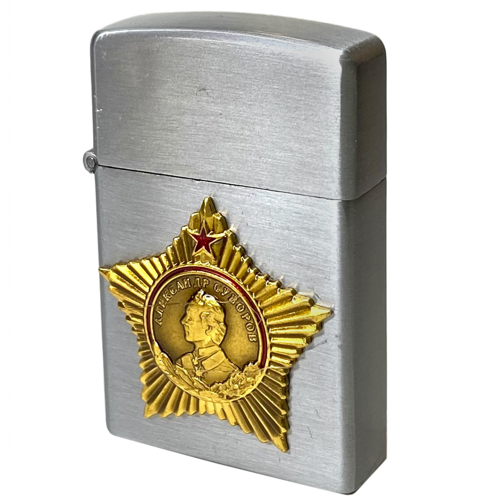 Дизайнерская зажигалка с металлической накладкой "Орден Суворова" (газовая Zippo) по низкой цене