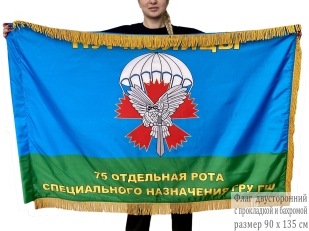 Двусторонний флаг 75 ОРСпН ГРУ ГШ с бахромой