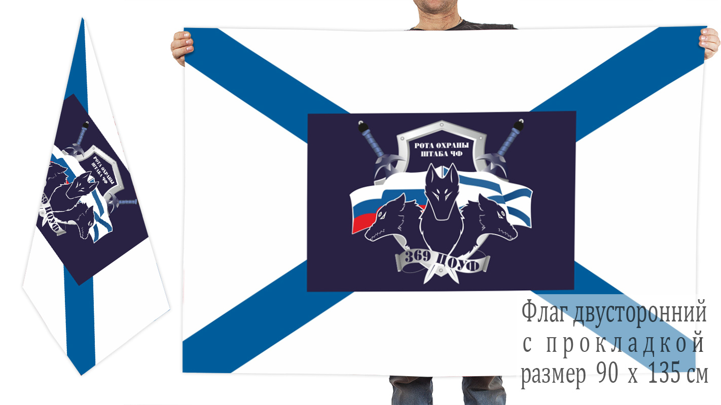 Двусторонний флаг роты охраны штаба 369 ЦОУФ Черноморского флота