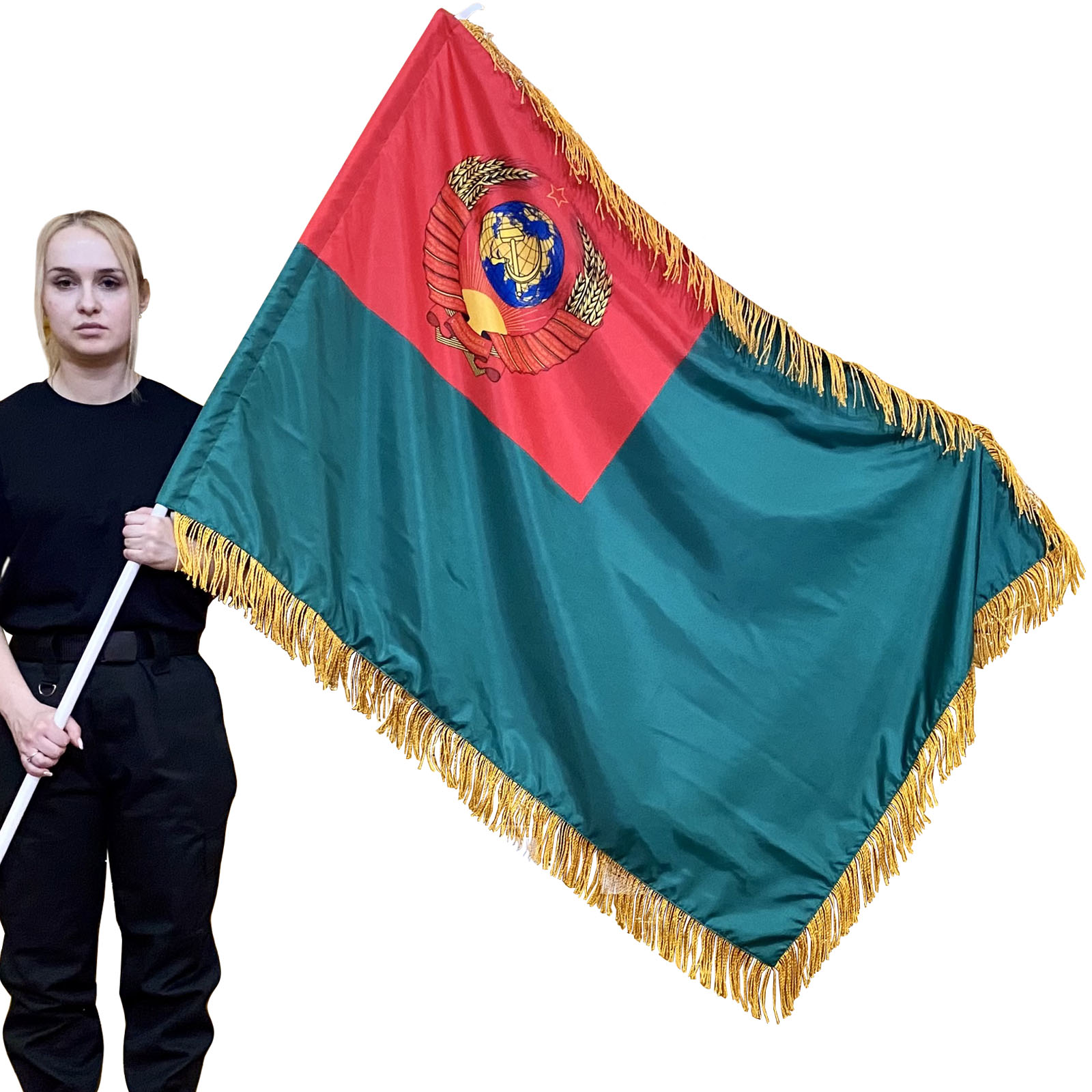 Двусторонний флаг с бахромой Пограничных войск СССР