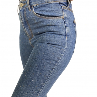 Женские джинсы скинни со стразами