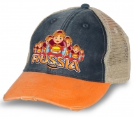 Эксклюзивная бейсболка "Russia" с матрешками. Популярная модель из 100% хлопка. Отменная модель для патриотов и болельщиков, заказывайте!
