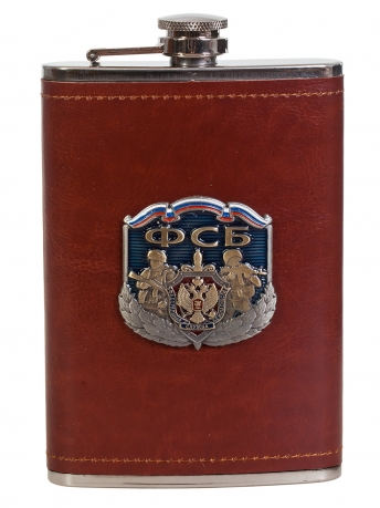 Эксклюзивная карманная фляжка с накладкой ФСБ