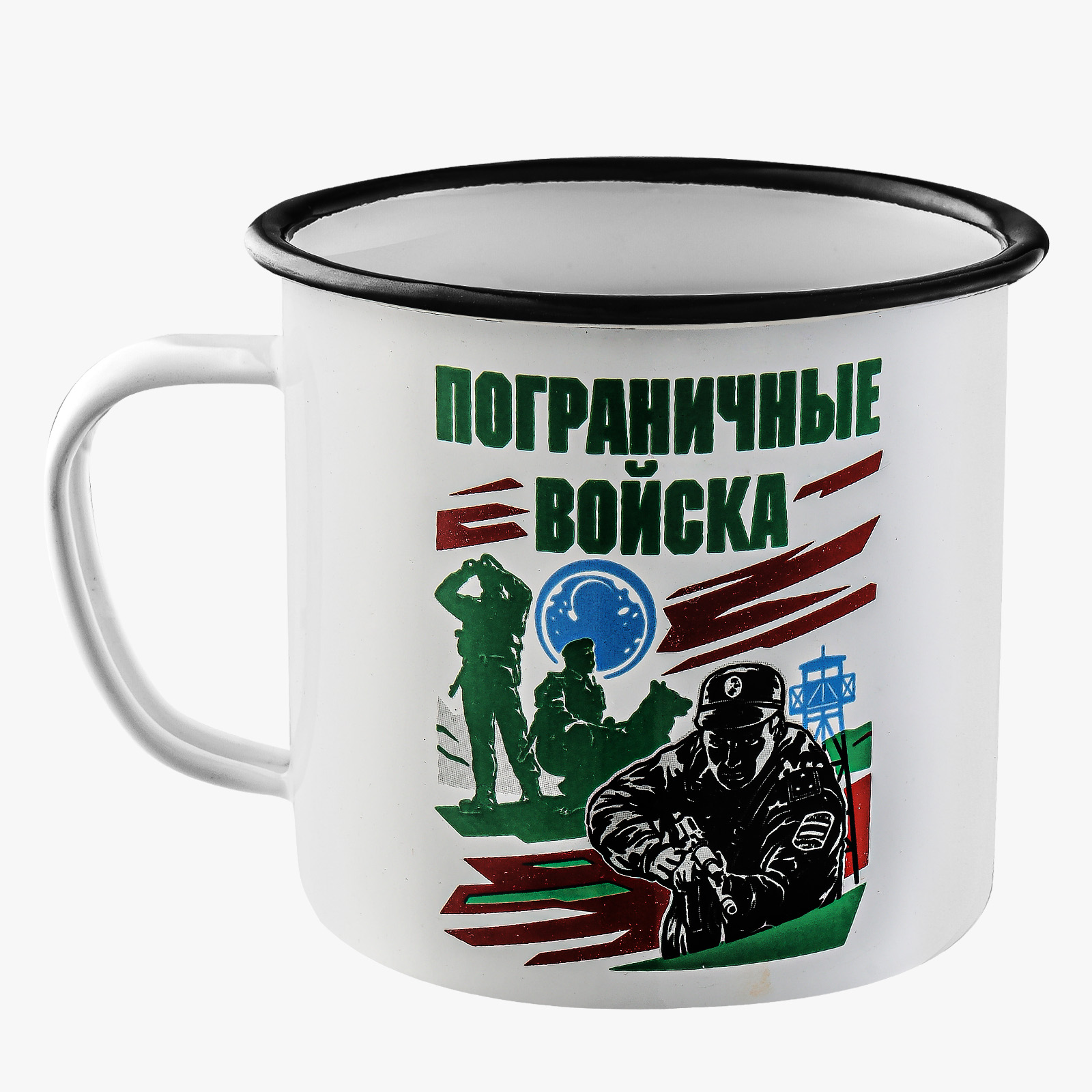 Эмалированная кружка "Пограничные войска" - советская технология, горячий деколь №35