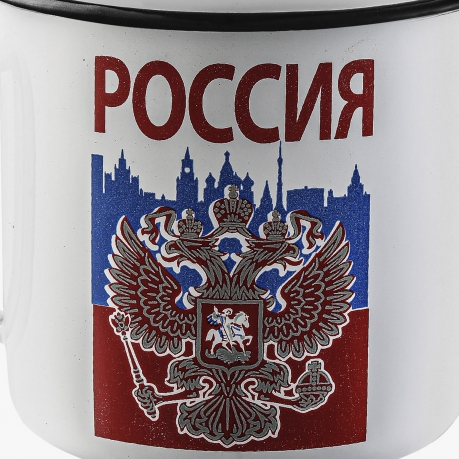 Эмалированная кружка с принтом Россия