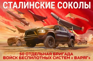 Флаг 50-й отдельной бригады "Варяг" Войск Беспилотных систем Сталинские соколы