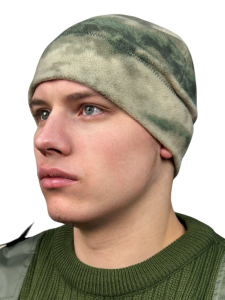 Флисовая мужская шапка (Защитный камуфляж) 
