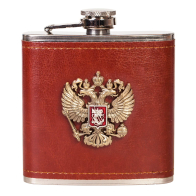 Патриотическая фляжка для спиртных напитков с гербом России.