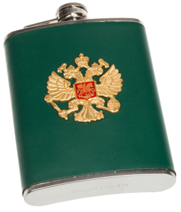Купить фляжку для алкоголя "Герб России" в подарок патриоту