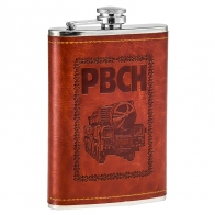 Цельнометаллическая фляжка в коже с оттиском "РВСН"