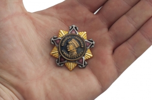 Фрачный знак "Орден Нахимова 1 степени" - сравнение на ладони