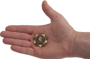 Фрачный знак "Орден Нахимова 1 степени" - вид на ладони
