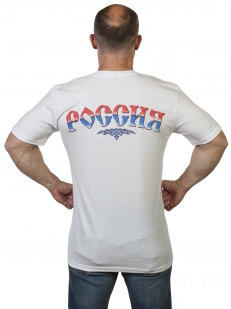 Белая футболка с гербом России по лучшей цене