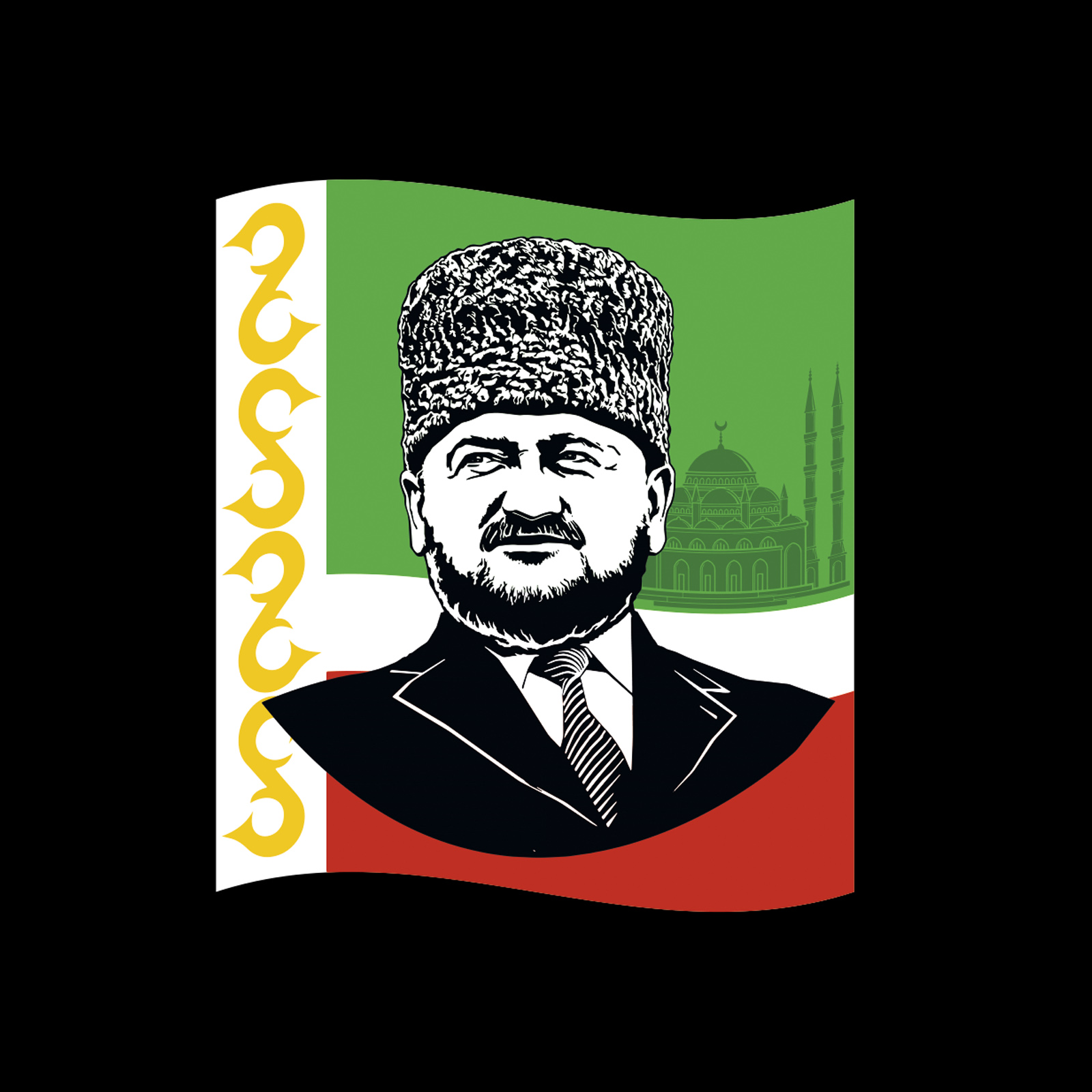 Мужские черные футболки Кадыров оптом и в розницу