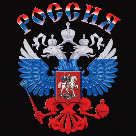 Футболка с гербом России - цветной принт