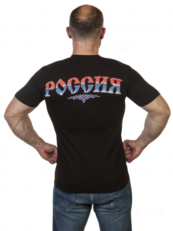 Чёрная мужская футболка с Двуглавым орлом по низкой цене