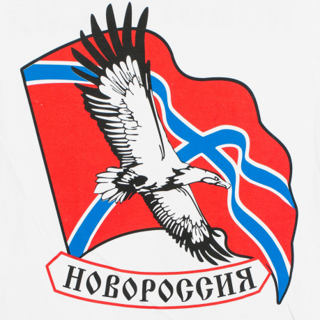 Белая футболка с надписью «Новороссия»