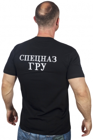 Черная футболка с вышивкой "Спецназ ГРУ"