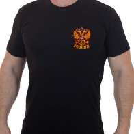 Патриотическая мужская футболка с гербом России.