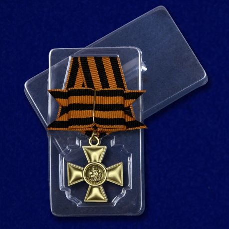 Георгиевский крест 1 степени с бантом - в пластиковом футляре
