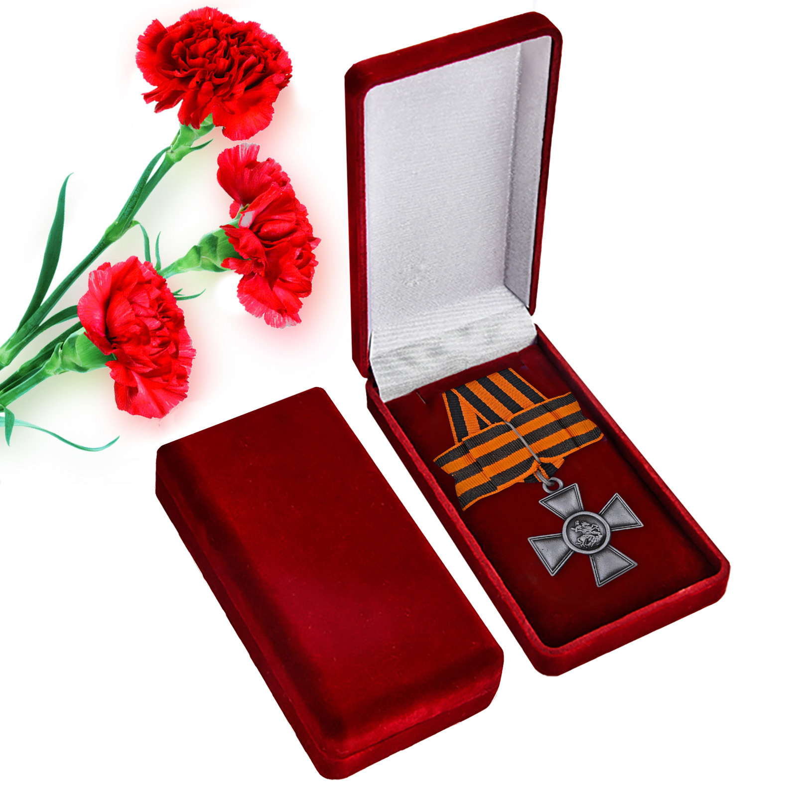 Георгиевский крест 4 степени с бантом в футляре